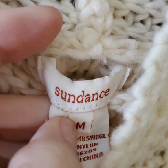 Sundance Lambs Wool Blend Short Sleeve Sweater In Cream Size M - Picture 7 of 10
